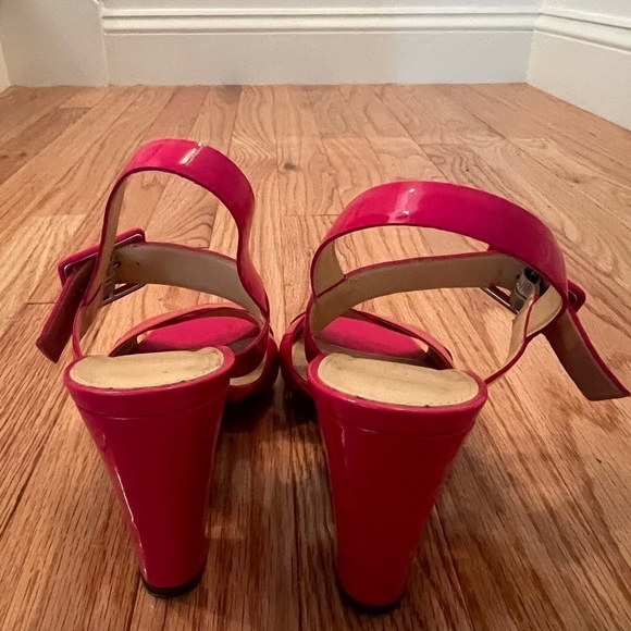J. Crew Sydney Hot Pink Patent Leather Block Heel Sandals Size 7 - Picture 6 of 10
